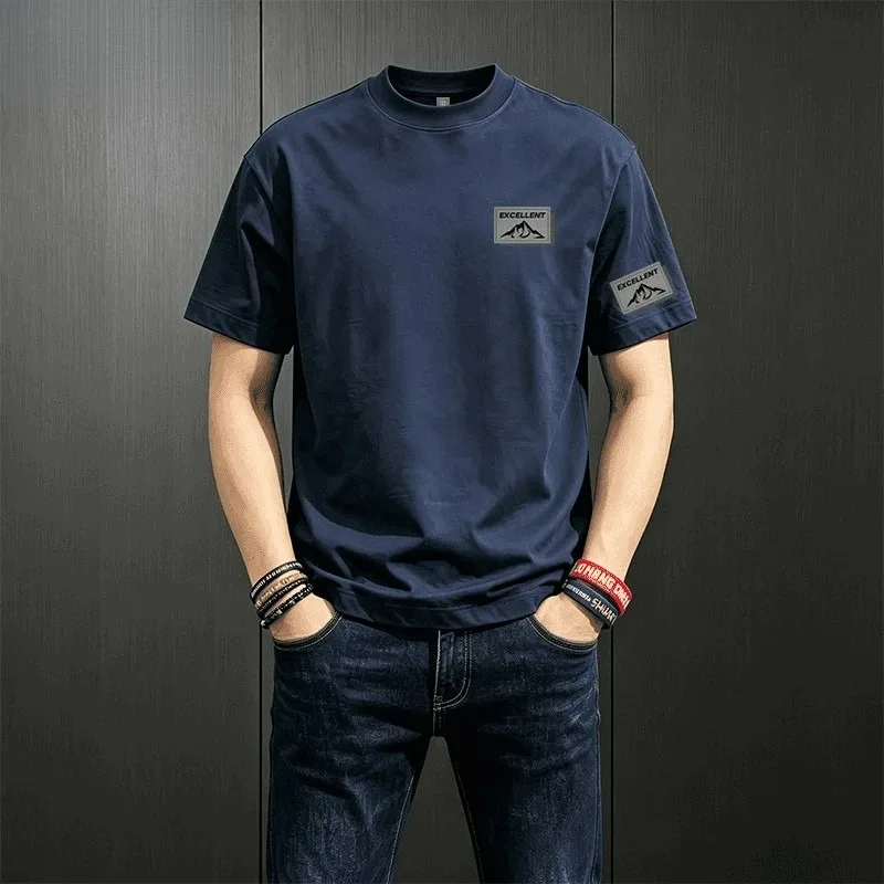 Pure Cotton American Heavy-duty Cotton Short-sleeved T-shirt for Men Summer Trendy Brand Retro Loose