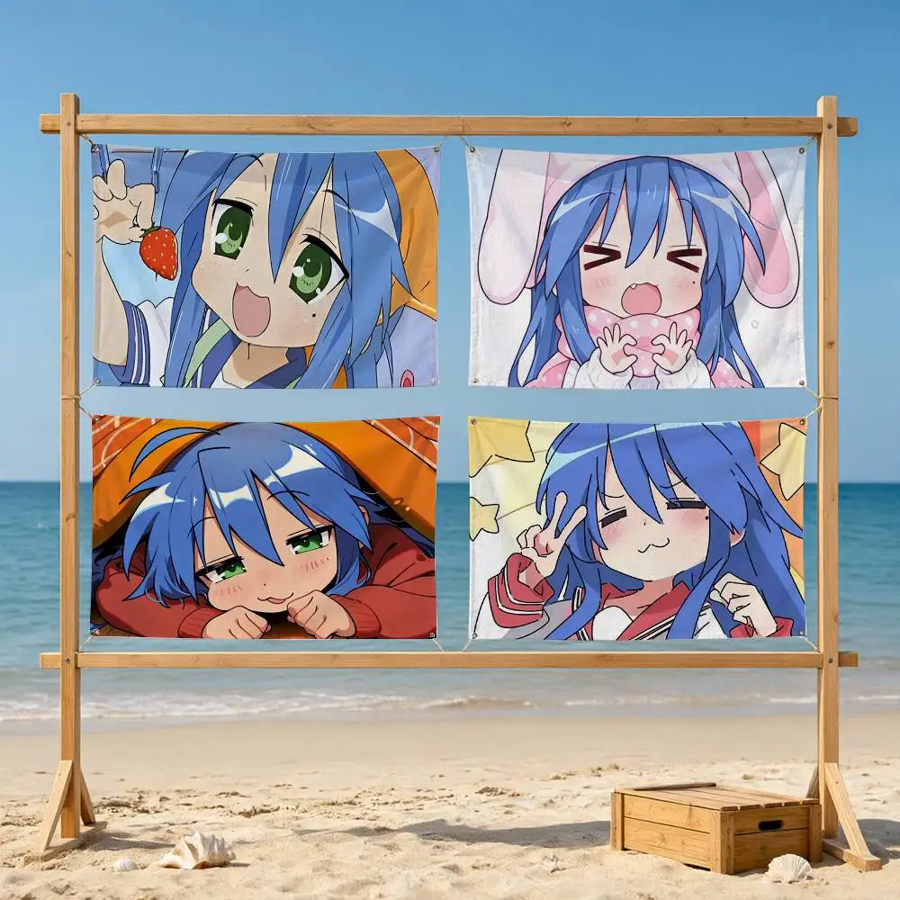 Lucky Star Konata Izumi  Flags for Bedrooms Home Decor Items Outdoor Decors Garage Decoration Flaga