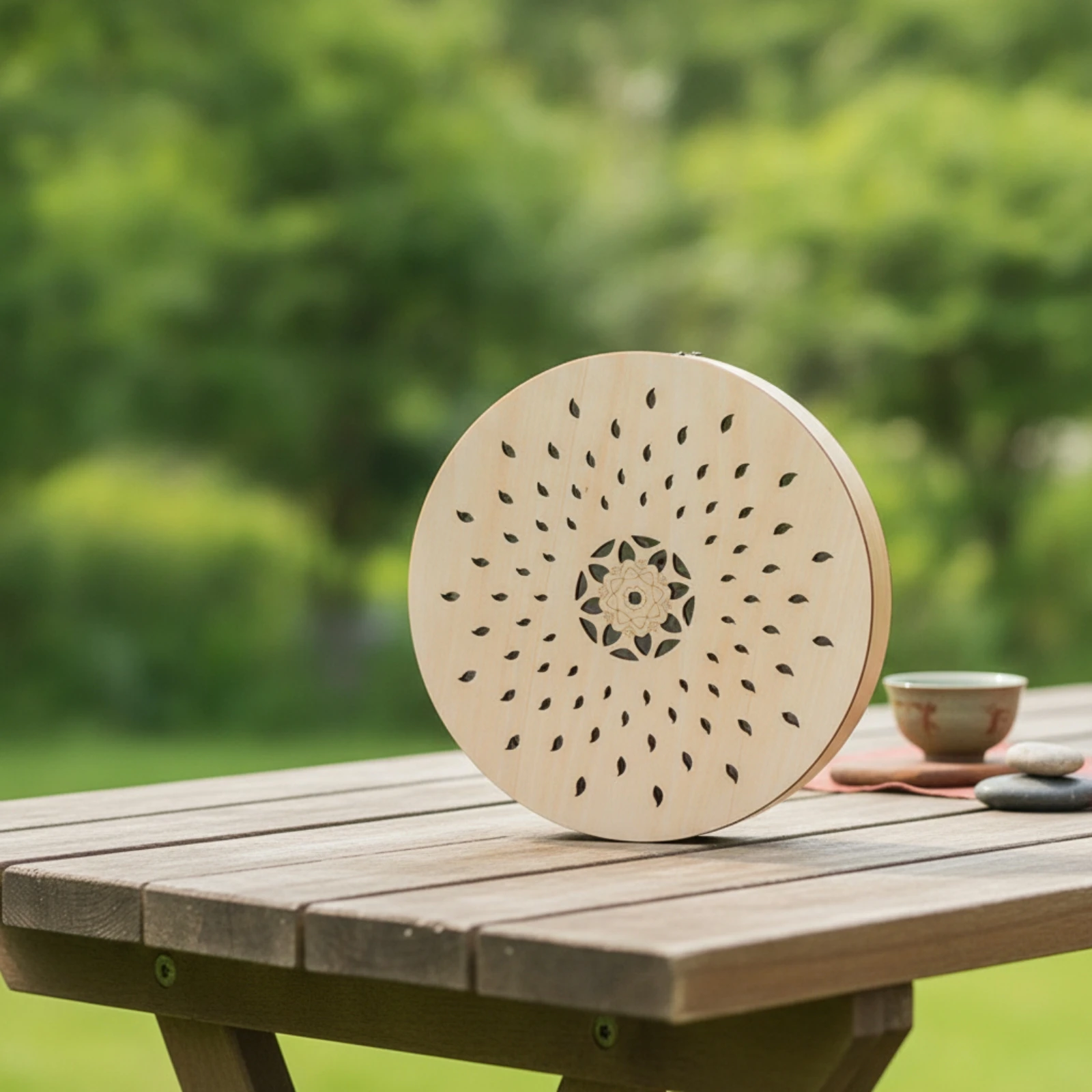 Slit Drum Drum Wooden Drum with Leaf Patterns Percussion Instrument Laser-Cut Beginner Friendly for Meditators, Meditation