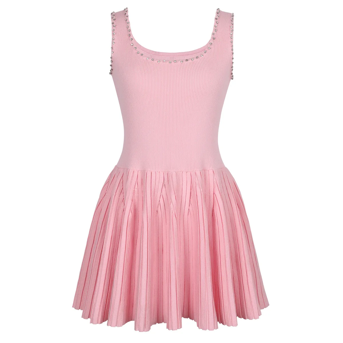 

Женское модное трикотажное платье без рукавов с ромбовидным украшением, вечернее мини-платье для дня рождения