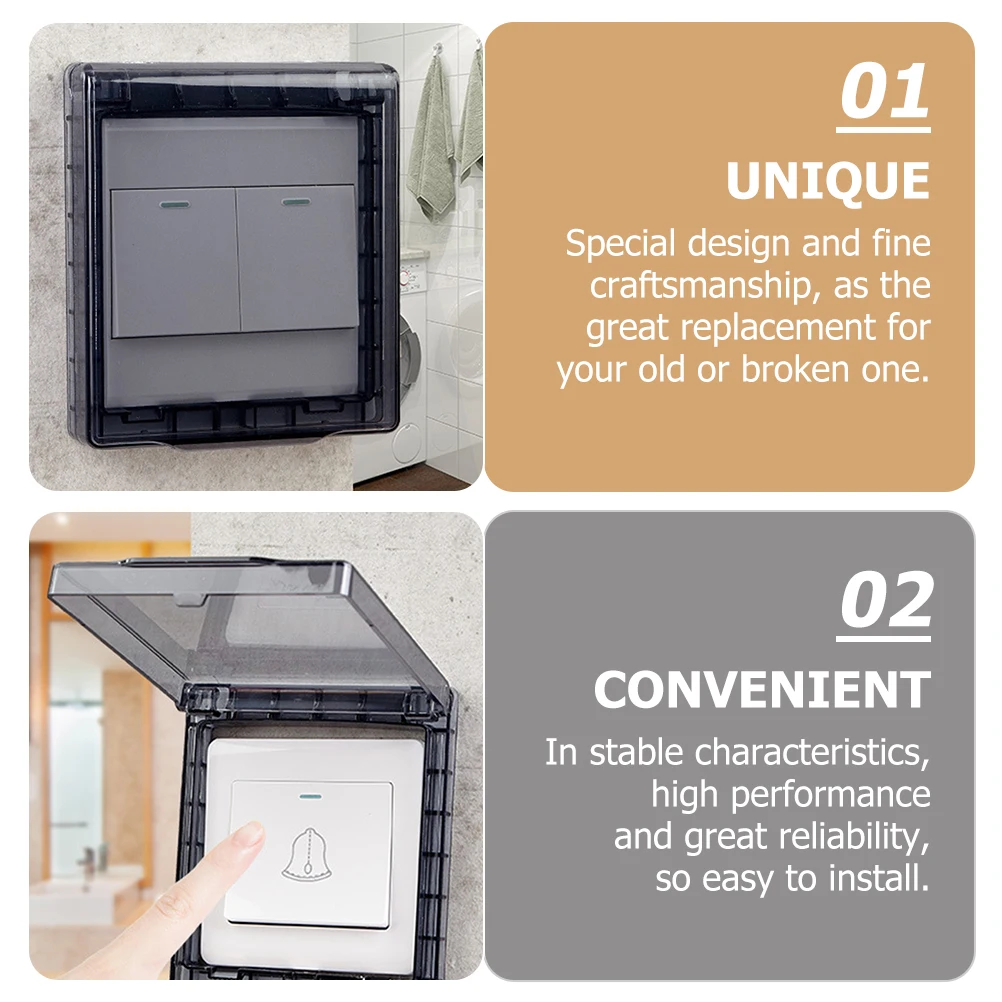 

4pcs Waterproof Box Covers Black Transparent Socket Protectors Receptacle Switch Protection Outdoor Indoor Balcony Garden