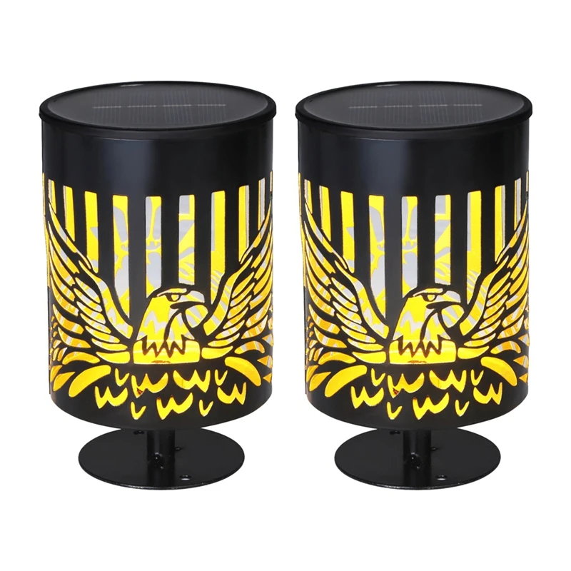 2 حزمة أضواء السياج الشمسية المعدنية تعمل بالطاقة الشمسية في الهواء الطلق جدار سطح السفينة خطوة أضواء لحديقة آخر فناء الفناء الخلفي ساحة ديكور C-A50M #3