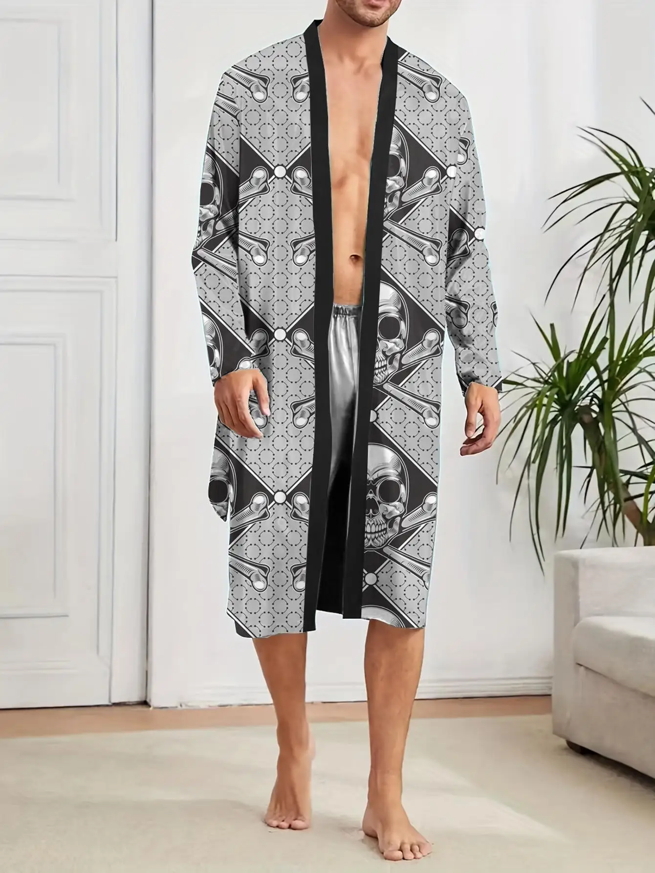 1pcs Men's Robes 2026 Spring/Summer Robe man Sleepwear 3D Printed Graphic Breathable Robes sleepwear Men's bathrobe