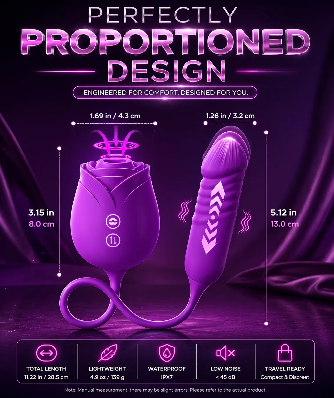 Rose Shaped Couples Vibrator for Women, Wearable Dual Stimulation Adult Toy, Soft Silicone Flexible Link Intimate Massager, Easy Control Self Care Gift view 4