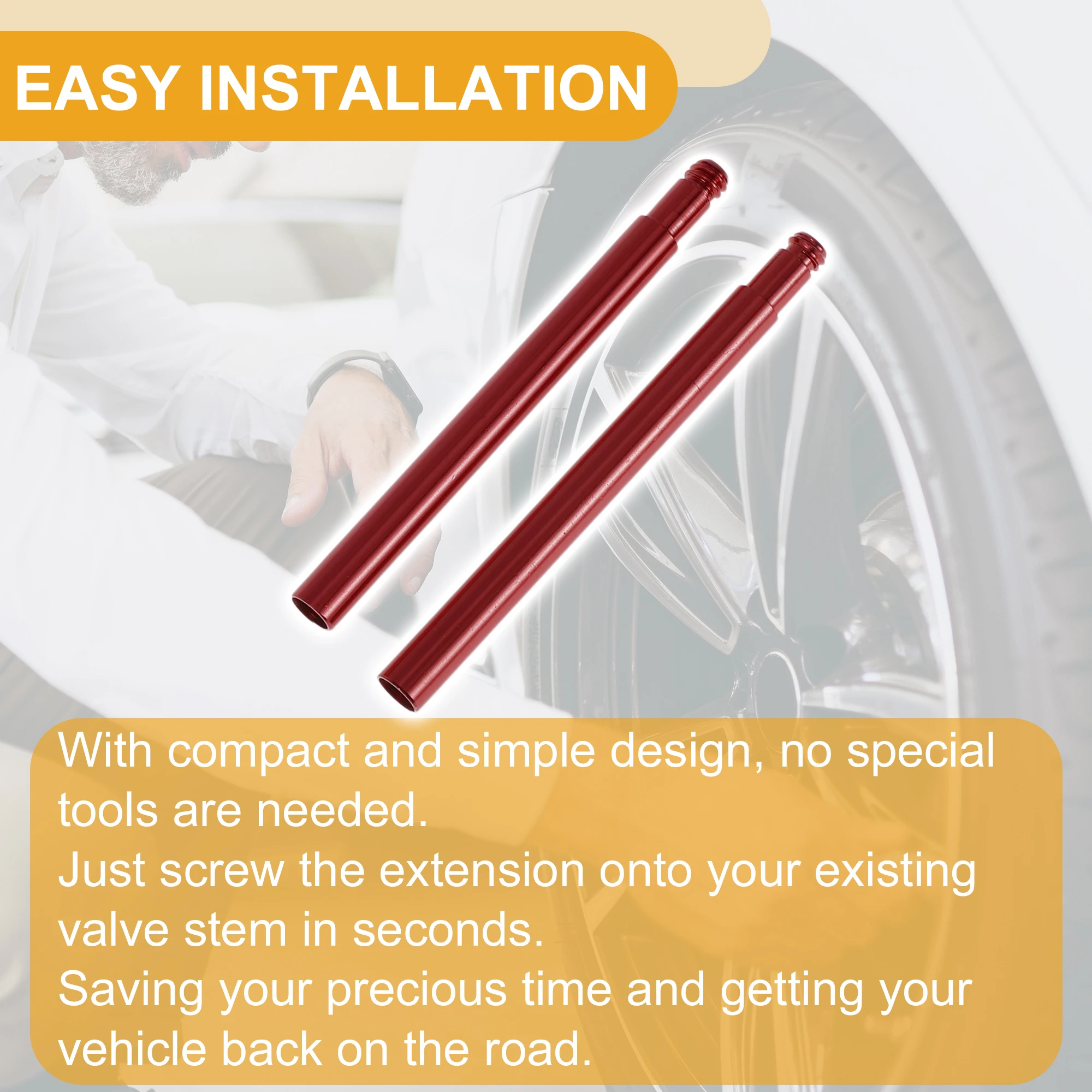 X Autohaux 2 قطعة 70 مللي متر الإطارات صمام تمديد دائم 180 درجة الإطارات صمام التضخم محول لسيارة دراجة نارية RV شاحنة دراجة #6