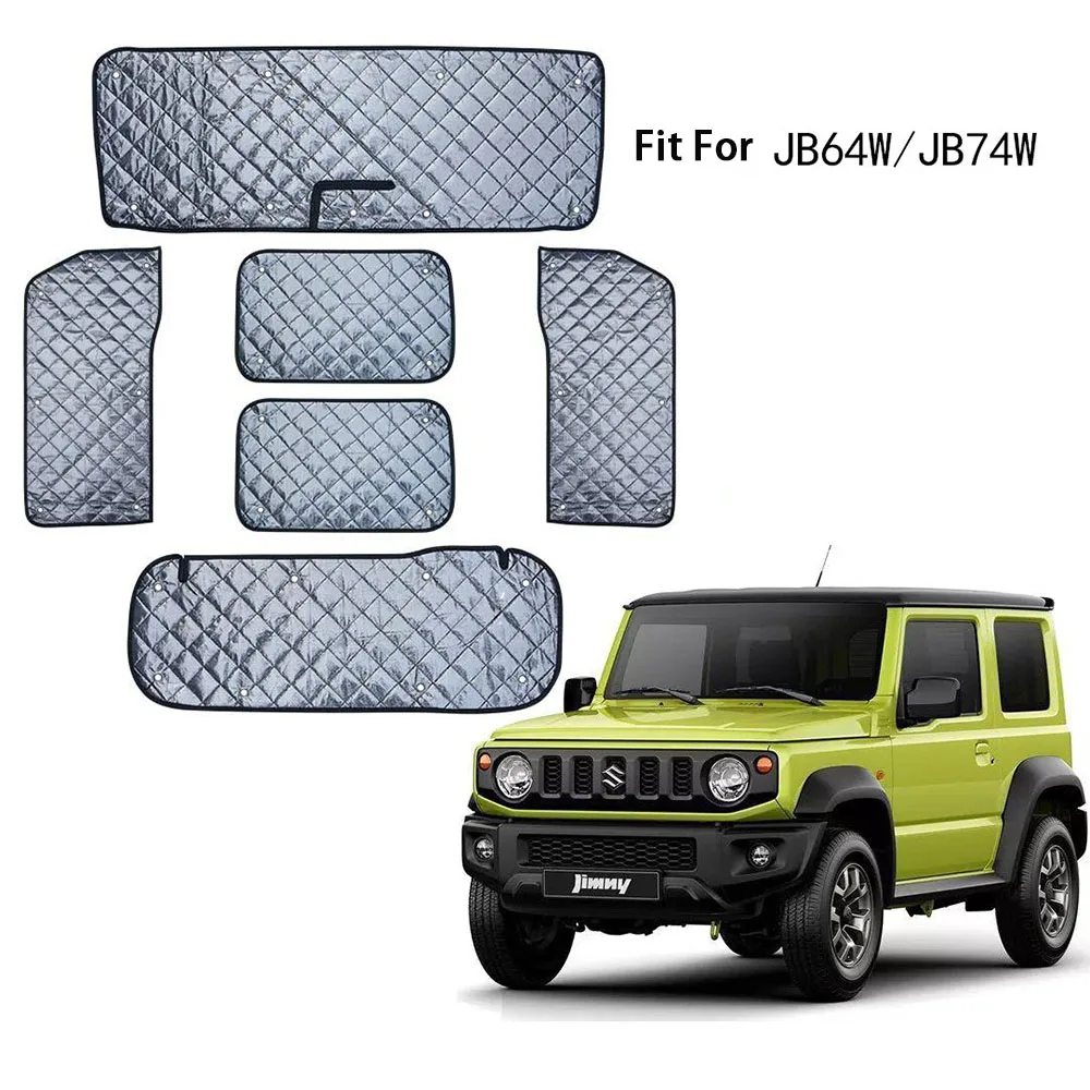 Car Windshield Sunshade Kit For Suzuki Jimny JB64 Sierra JB74W 2019 2023 Internal Heat Resistance Cover With Suction Cups