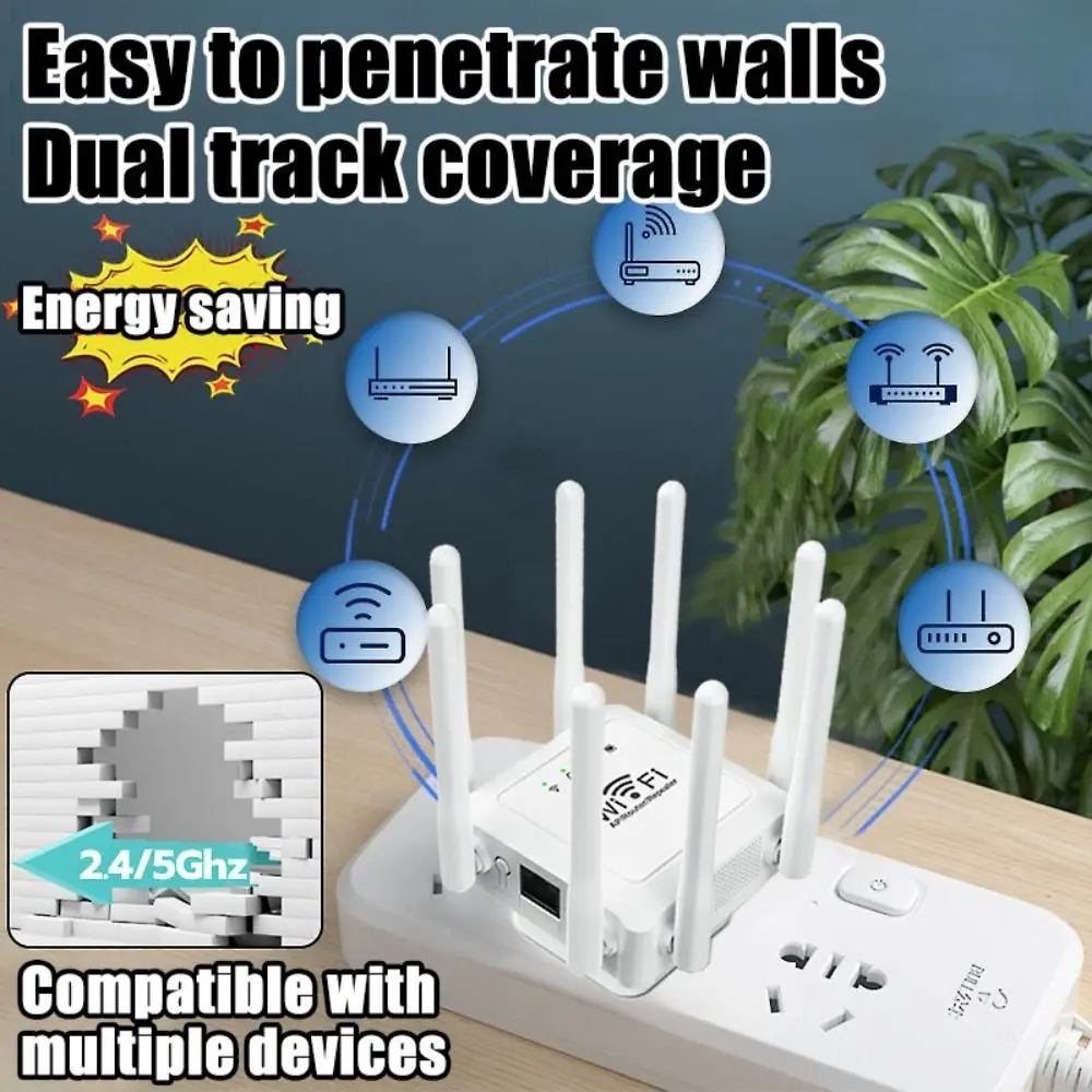 Durable 8-Antenna WiFi Extender 300M Signal Amplification Wireless Repeater WiFi Booster Home