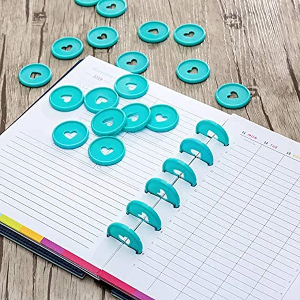 แผ่นพลาสติก60แผ่นสำหรับแผ่นหลวม, 6สี, แผ่นดิสก์ขยายวงแหวนประสานหัวใจสำหรับหน้าเพิ่มเติม