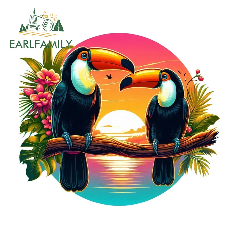 

EARLFAMILY Hornbill Playful Car Stickers Creative Bumper Trunk Windshield Decal Waterproof Sunscreen Fashion Occlusion Scratch