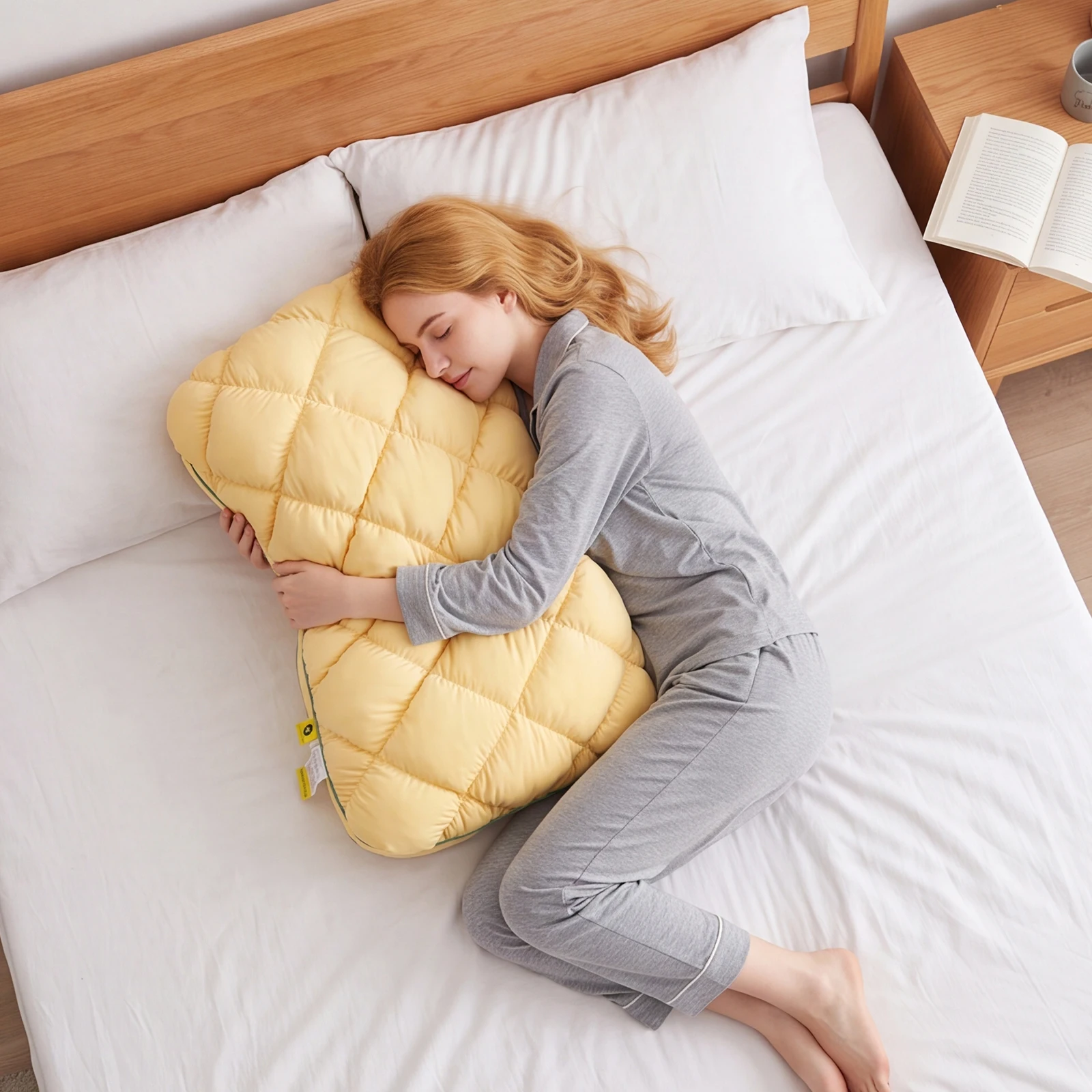 Washable Cervical Support Pillows Breathable Pineapple Grid Bed Pillow Non-Sagging Sleep Aid Pillows for Adults Bedroom Dorm Bed