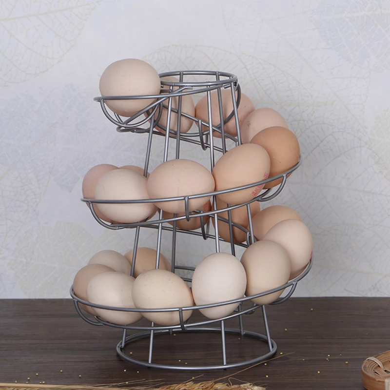 Kitchen Egg Rack Spiral Storage Rack Iron Practical Egg Spiraling Dispenser Rack Basket Storage Multi-functional Rack