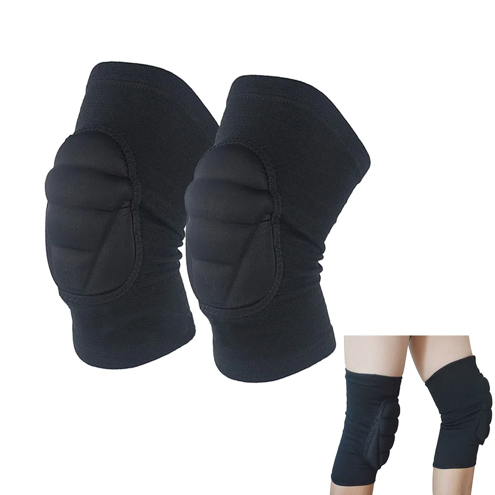 

1 Pair Pads Thicken Sports Kneecap Silicone Protector For Soccer Basketball Volleyball Crawling (Black)