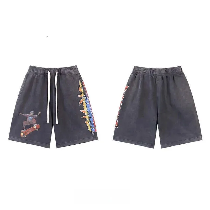 2026 Oversized Shorts Men American Vintage Deformed Letter Print Shorts Fashion High Street Loose Couple Basketball Short Pants