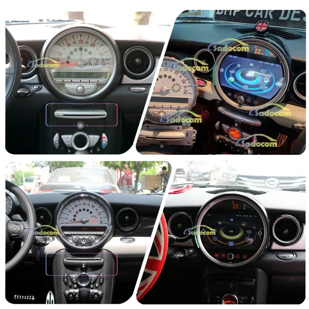 IPS 720P CarPlay 9' Android 14 Car Multimedia Player 4G 64G DSP Stereo Navigation For BMW Mini Cooper R56 R57 R58 R60 2007-2014