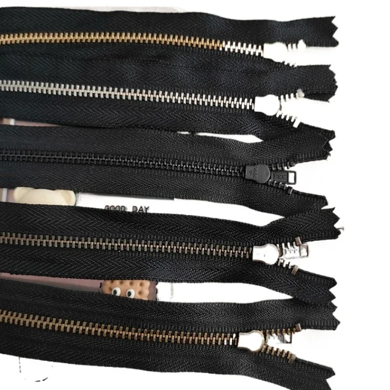 30pcs/Lot 3# 20 25 30cm Vintage Ykk Metal Zipper  for Sewing Black Bronze Close End Pocket Pants Leather Bag Craft Diy Accessory