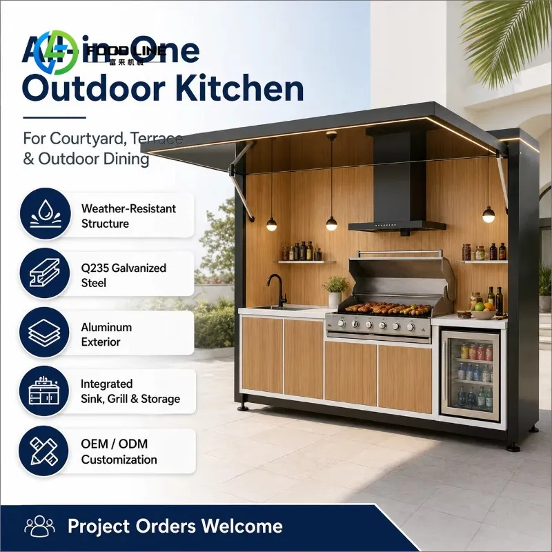 Customized Modern Stainless Outdoor Kitchen Shed Pod with Modular Design Rust-Proof BBQ Sink for Villa Dining Patio Supplier