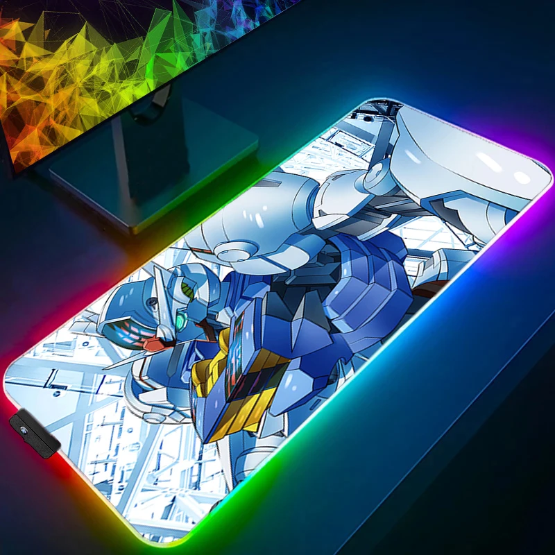 

LED Mouse Pad Mechanical Warrior G-gundam A-aerial Anime Gamer Computer RGB Mousepad Gaming Tablet Varmilo Keyboard BacklightLED