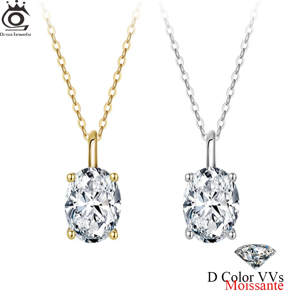ORSA JEWELS Elegance Plata de Ley 925 ovalada VVS Moissanite Diamond collar para mujer joyería de boda brillante SMON03