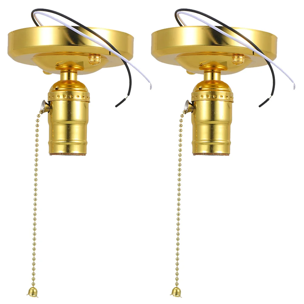 

2Pcs Vintage E27 Light Socket Pull Chain Lamp Holder Ceiling Wall Fixture LED Bulb Holder Light Fixture Parts Lamp Accessory