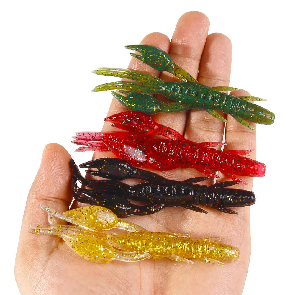 2pcs Fishing Lure Float Shrimp Soft Bait Rig Worm 10cm Salt Artificial Fishing Lures Bass Stick Swimbait Crawfish Lures