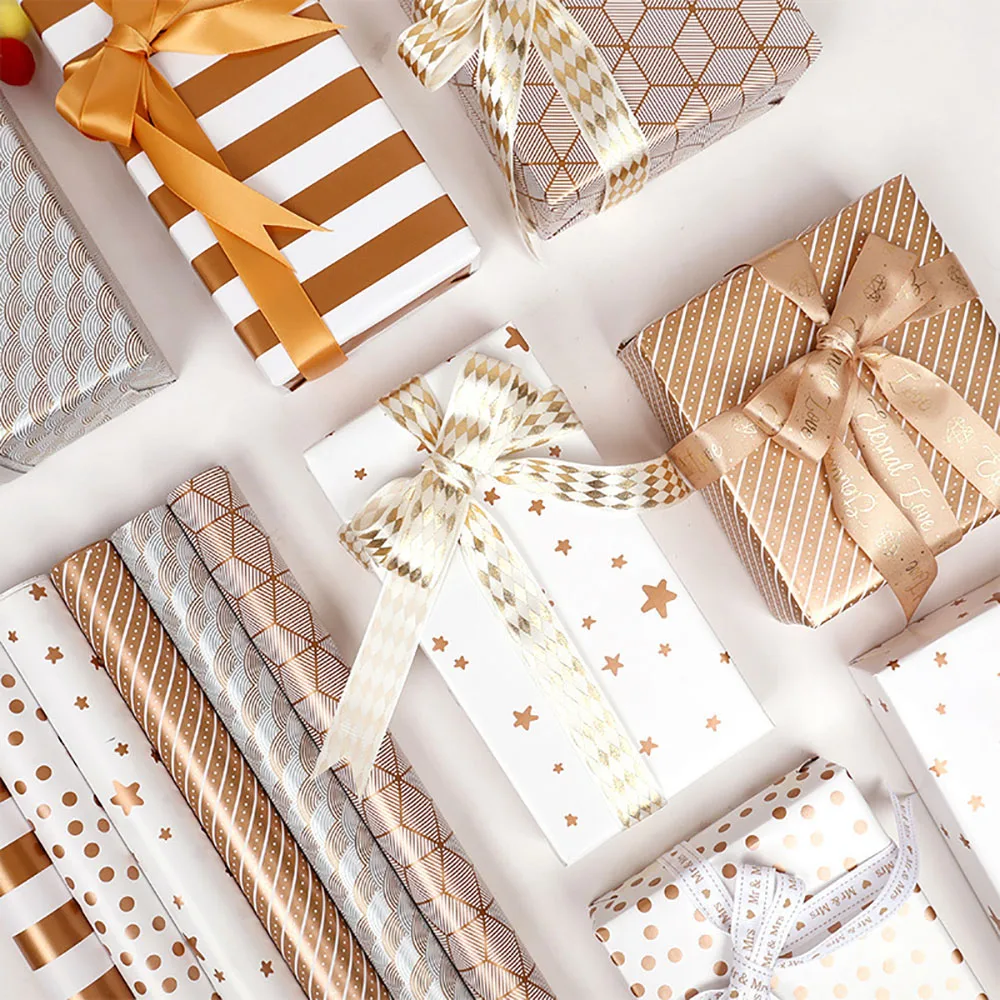 Bouquet Gift Packaging Coated Gold Polka Dot Paper Valentine'S Day Wrapping Paper Metallic Gift Wrapping Paper For Birthday
