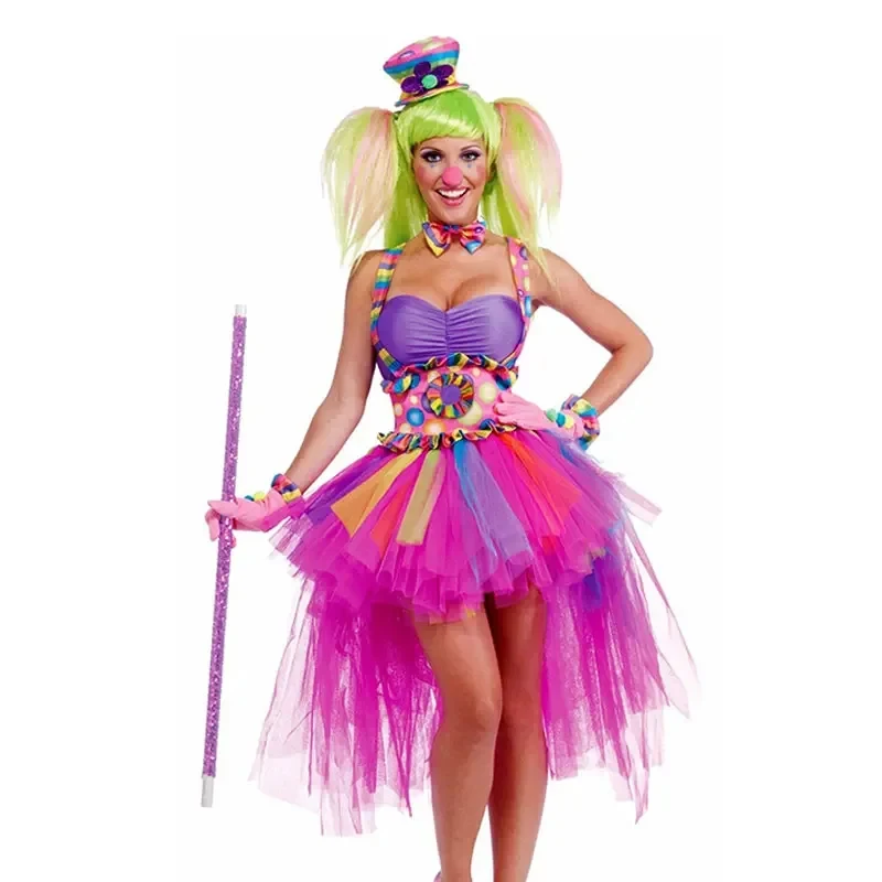 

❤️❤️❤️Adult Circus Clown Quinn Honey Clowns Costume Halloween Party Sexy Classic Candy Color Circus Clown Fairy Cosplay D❤️⭐️❤️