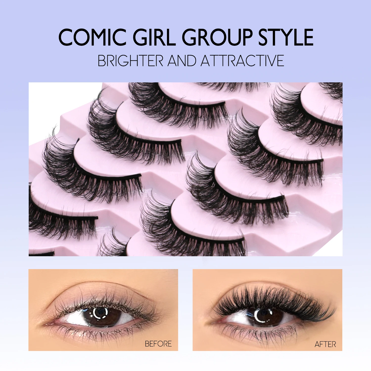 Lasvirey Faux cils épais, cils œil de chat moelleux, volume 5D, faux cils épais en vison, doux et spectaculaires, extension complète