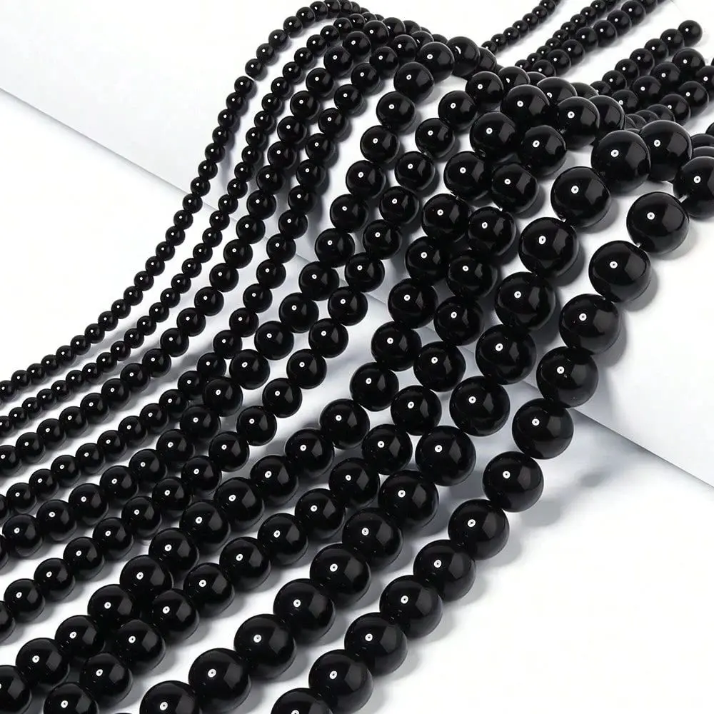 4/6/8/10/12mm Black  Crystal Glass Beads Handmade DIY Loose Beads For Bracelet Necklace Jewelry Making Phone/Key Chain Decor