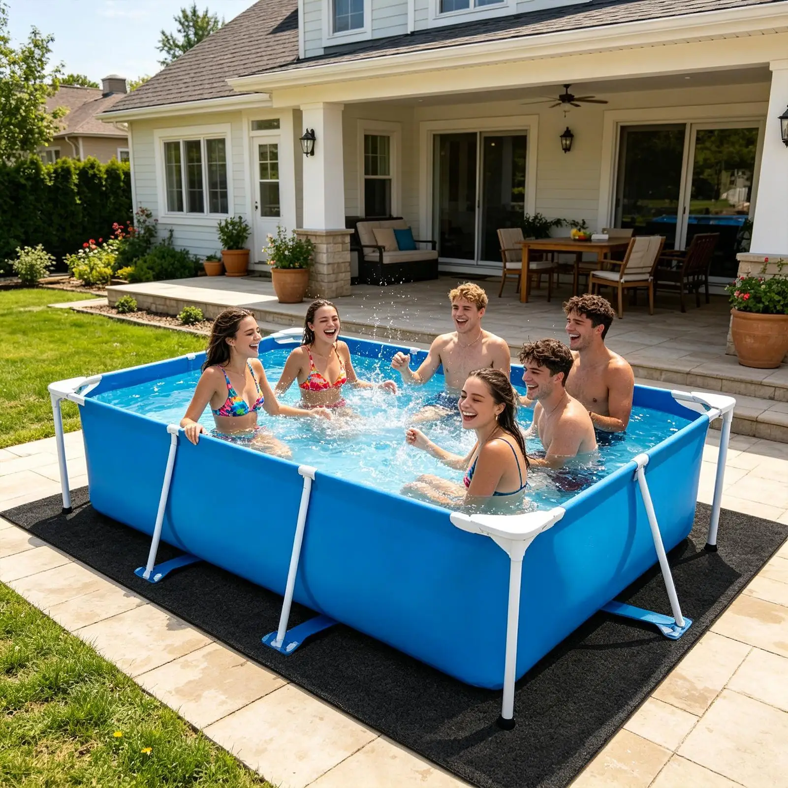 Pool Pad Thickened Heavy Duty Puncture Protection Swimming pool floor protection mat for Leisure villas, hotels