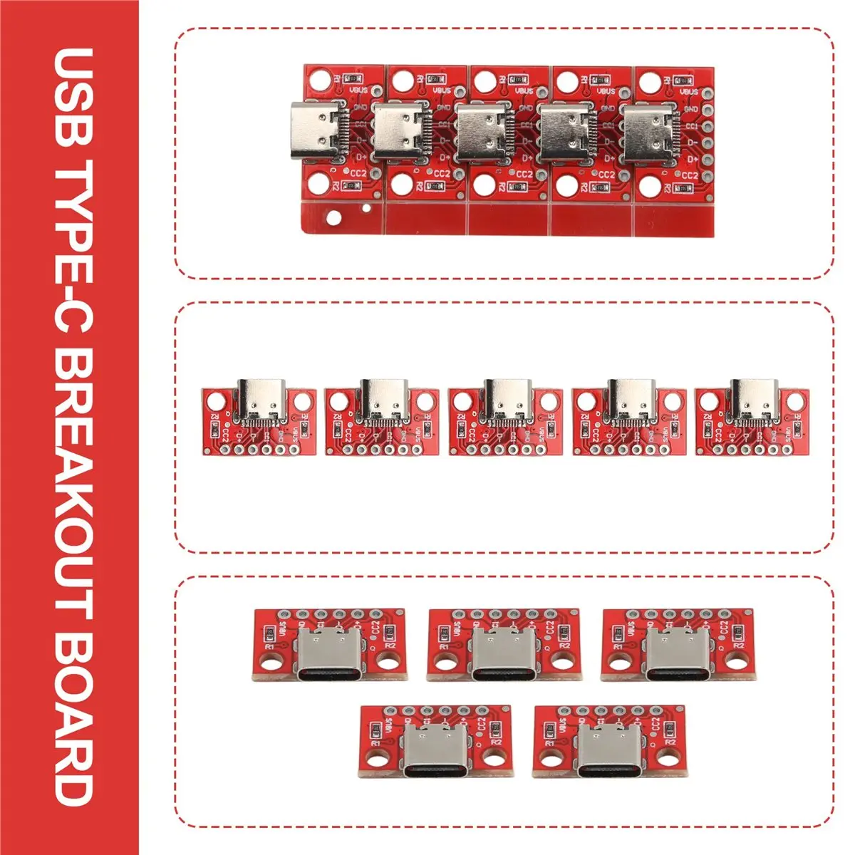 AA19 5PCS/Lot USB Type-C Breakout Board Serial Basic Breakout Female Connector Type PCB Converter Board