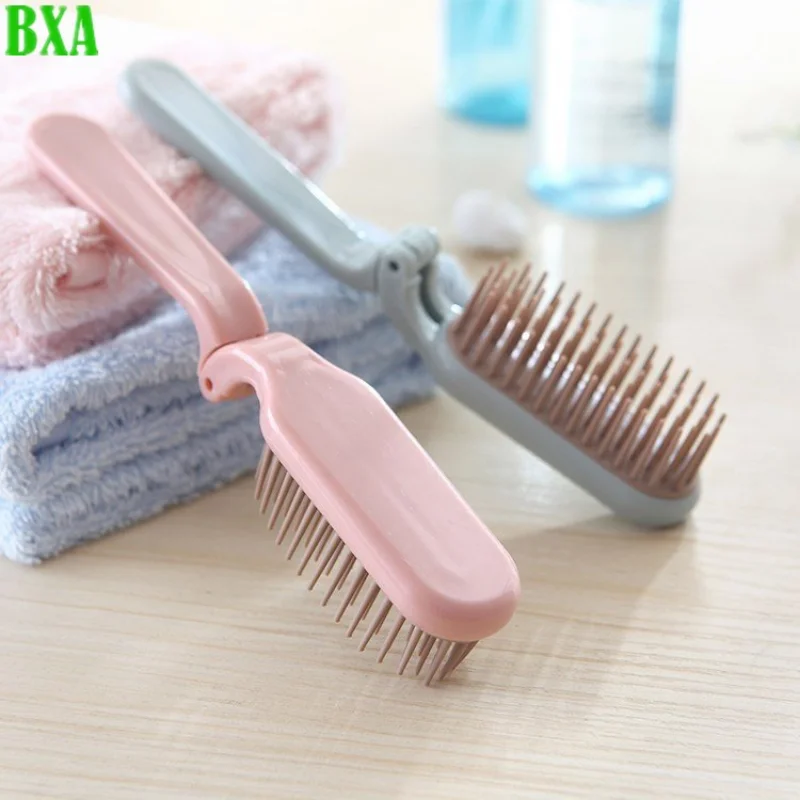 Dobrável desembaraçar pente para cabelo, escova de cabelo portátil, massagem antiestática na cabeça, acessórios de viagem, 1pc