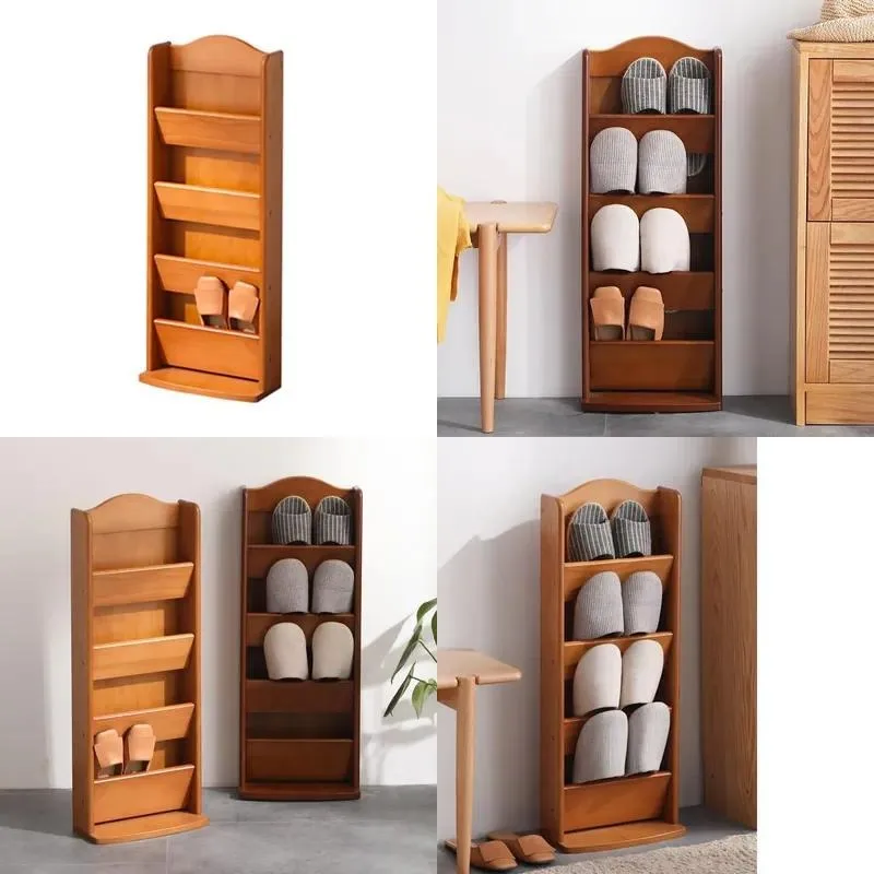 Modern Elegant Wooden Shoe Cabinet with Tilt Drawer Storage Rack for Entrance Door