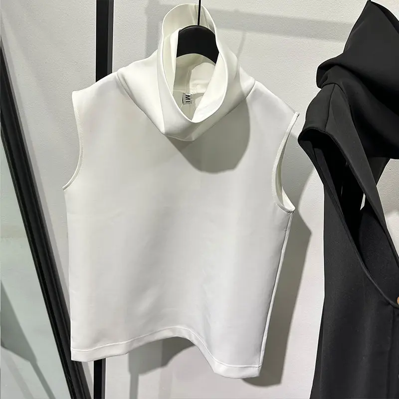 Summer Trendy Men's Dark Fashion High Collar Loose Shirt Vest Popular Ruan Handsome Personality All-Matching Sleeveless
