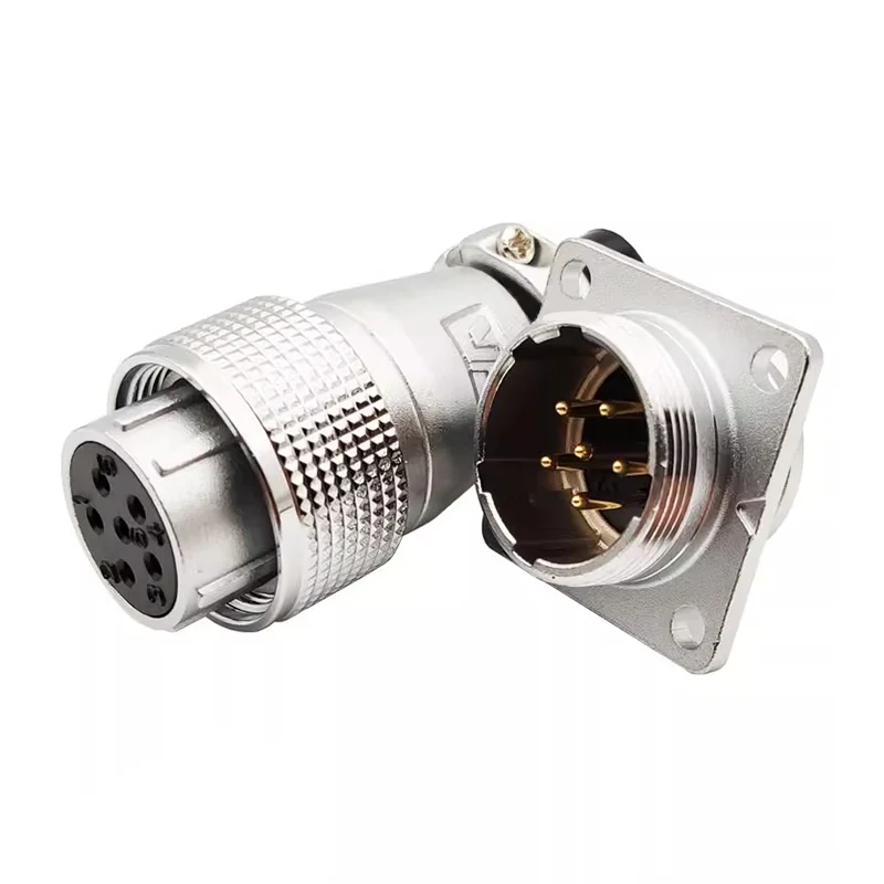 PLS20 Aviation Connector 2/3/4/5/6/7/8/9/10/12 Pin WS20 TP20 Square Plate Male Female Plug Connector Opening Diameter 20mm