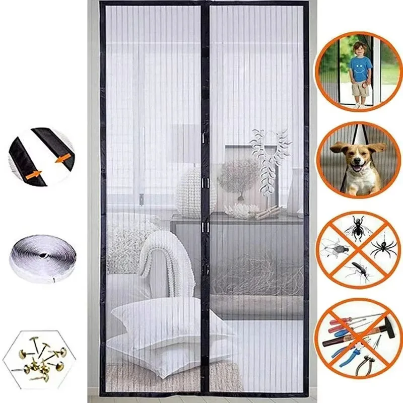 

Summer Door Curtain Multiple Sizes Mosquito Resistant Magnetic Soft Yarn Door Curtain Magnetic Door Curtain Net Door A For Home