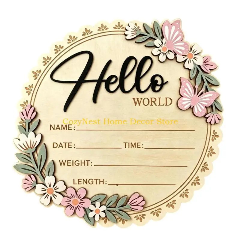 92MF Raised Baby Announcement Board for Birth Information Photo Display
