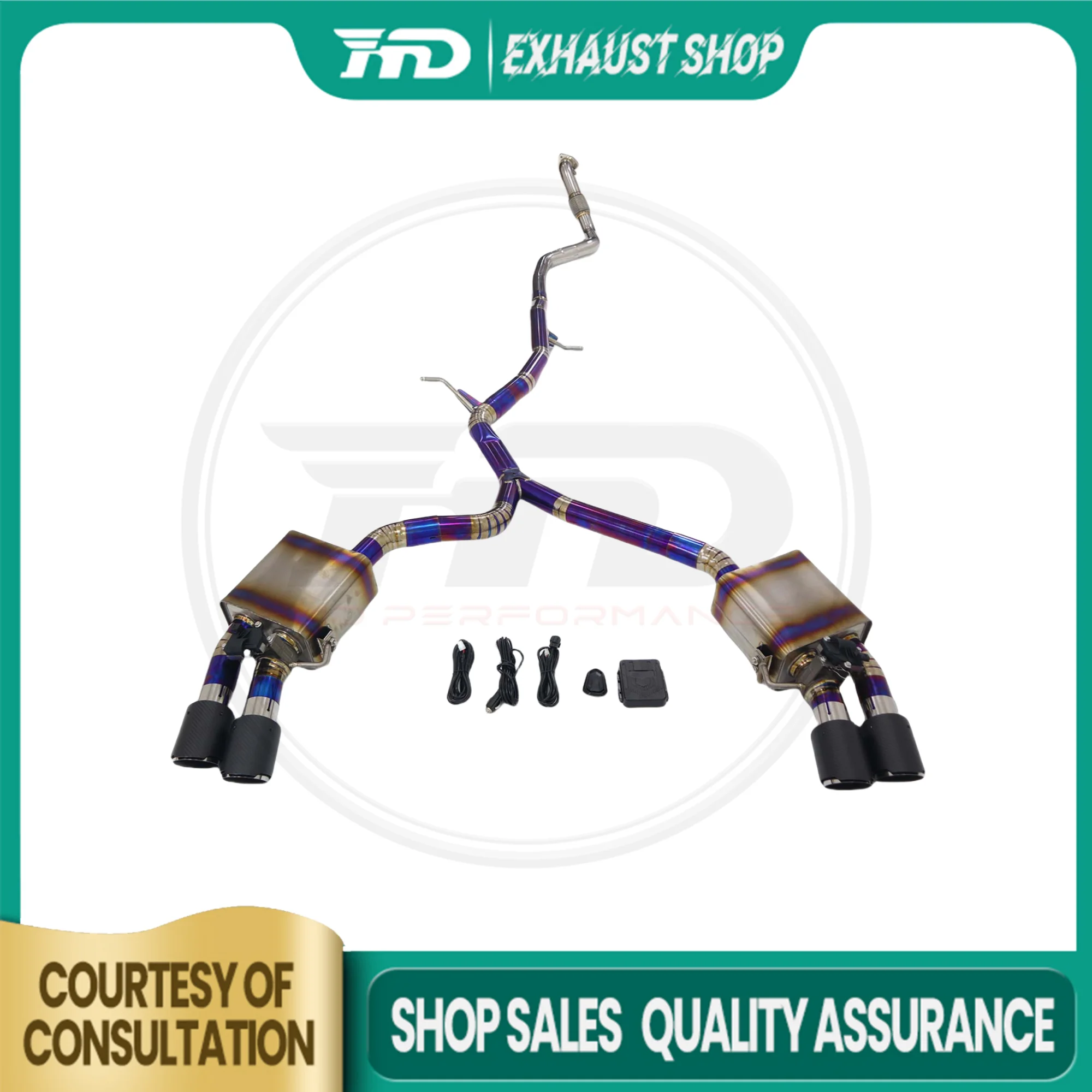 

Customizable Catback For AUDI A5 B9 2.0T Titanium Alloy Exhaust System Electronic Valve Muffler Tips SUS304 Resonant Tube HMD