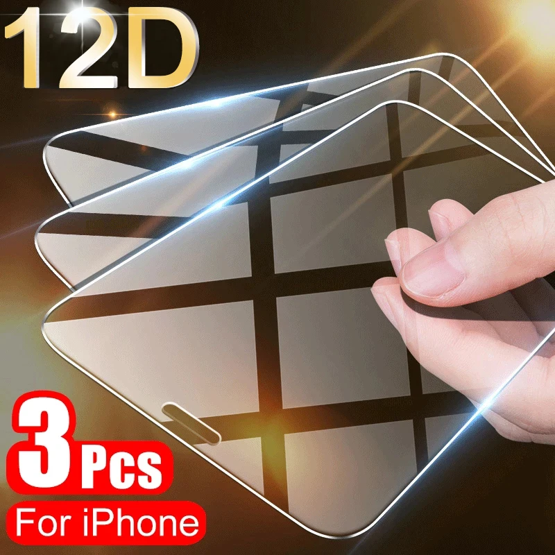 3 uds vidrio Protector en el iPhone 11 7 8 6 6s Plus 5 5s SE Protector de pantalla para iPhone 11 12 13 Pro Mini X XR XS MAX vidrio
