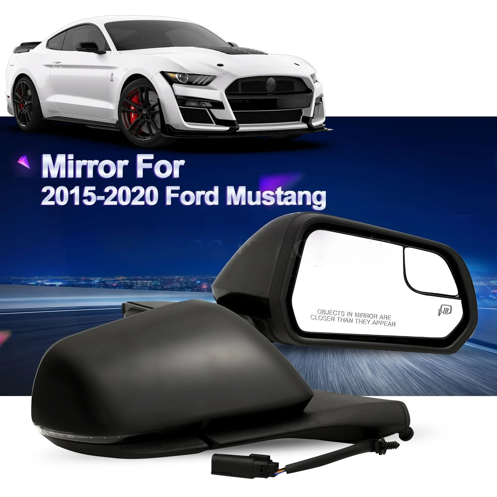 

For 2015 2016 2017 2018 2019 2020 Ford Mustang Left & Right Side Mirror 7 pins Power Rearview Mirror