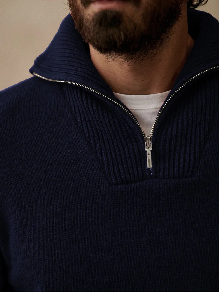   Casaco de malha de lã de seda gola alta masculino quente sli outono primavera temporada casual solto ajuste longo sve zíper