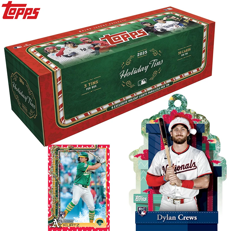 2025 Topps Holiday Baseball Tin Christmas Kolekcja Kart Kolekcjonerskich MLB Ultimate Fan Gift Box na Świąteczny Sezon Prezent dla Fanów