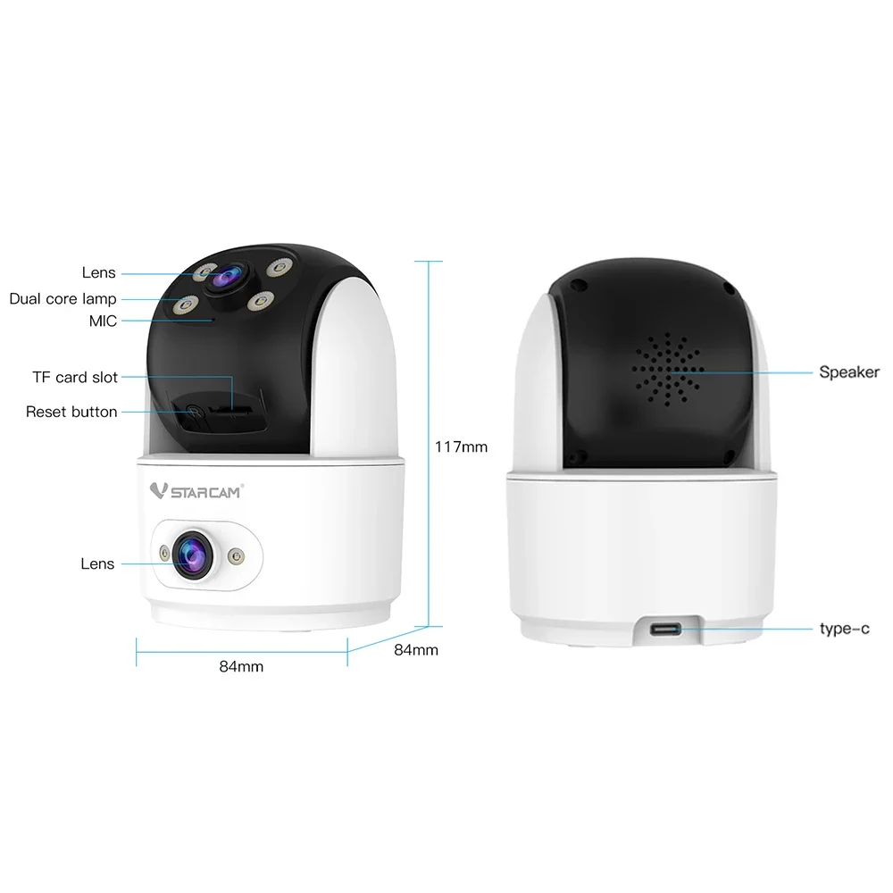 Vstarcam 5MP كاميرا مزدوجة العدسة الأمن داخلي المنزل 2.4G واي فاي كاميرا كشف الإنسان مراقبة كامل اللون للرؤية الليلية كاميرا IP