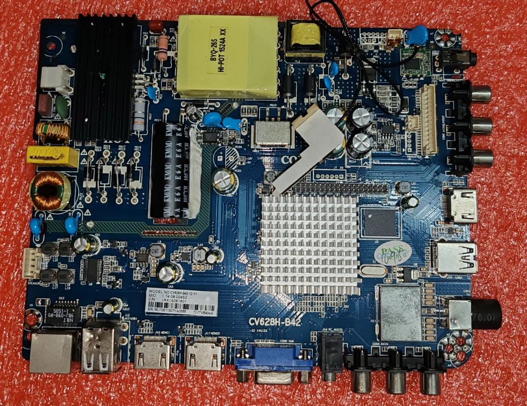 

CV628H-B42 Three in one TV motherboard, tested, physical photo for 72-77vv 540ma 1920x1080