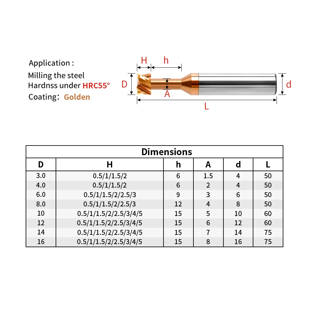 HRC55 T-Slot Milling Cutters Carbide 12-16mm Shank For Metal Tungsten Steel End Mill T Sloting Endmill 8mm Cnc Machine Tools