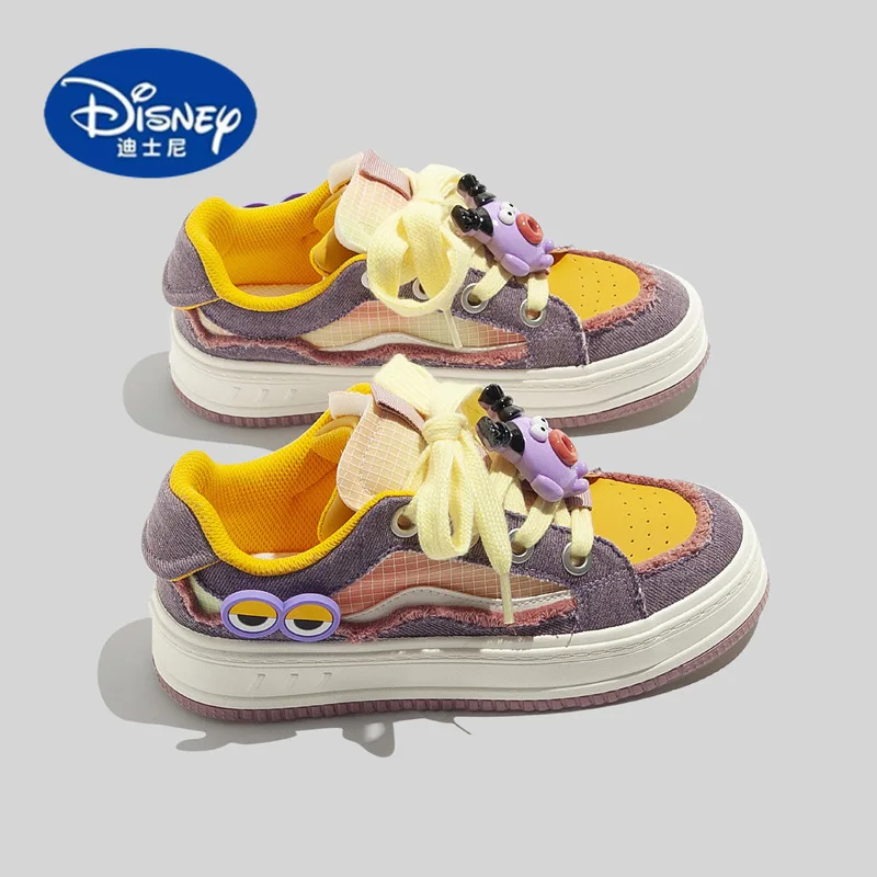 

Disney Platform Canvas Shoes for Women 2025 New Summer: Versatile Korean Low-Top Casual Sneakers, Ultra-Fiber Girls Shoes