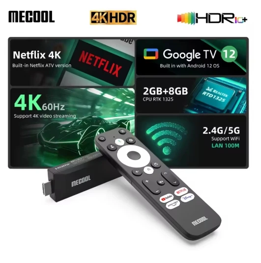 【正規品】2025年最新 MECOOL MEgo1 ミニTVスティック Realtek RTD1325 2G+8GB 4K UHD 5G Wi-Fi LAN 100M Google認証 TV PK Mecool KD3