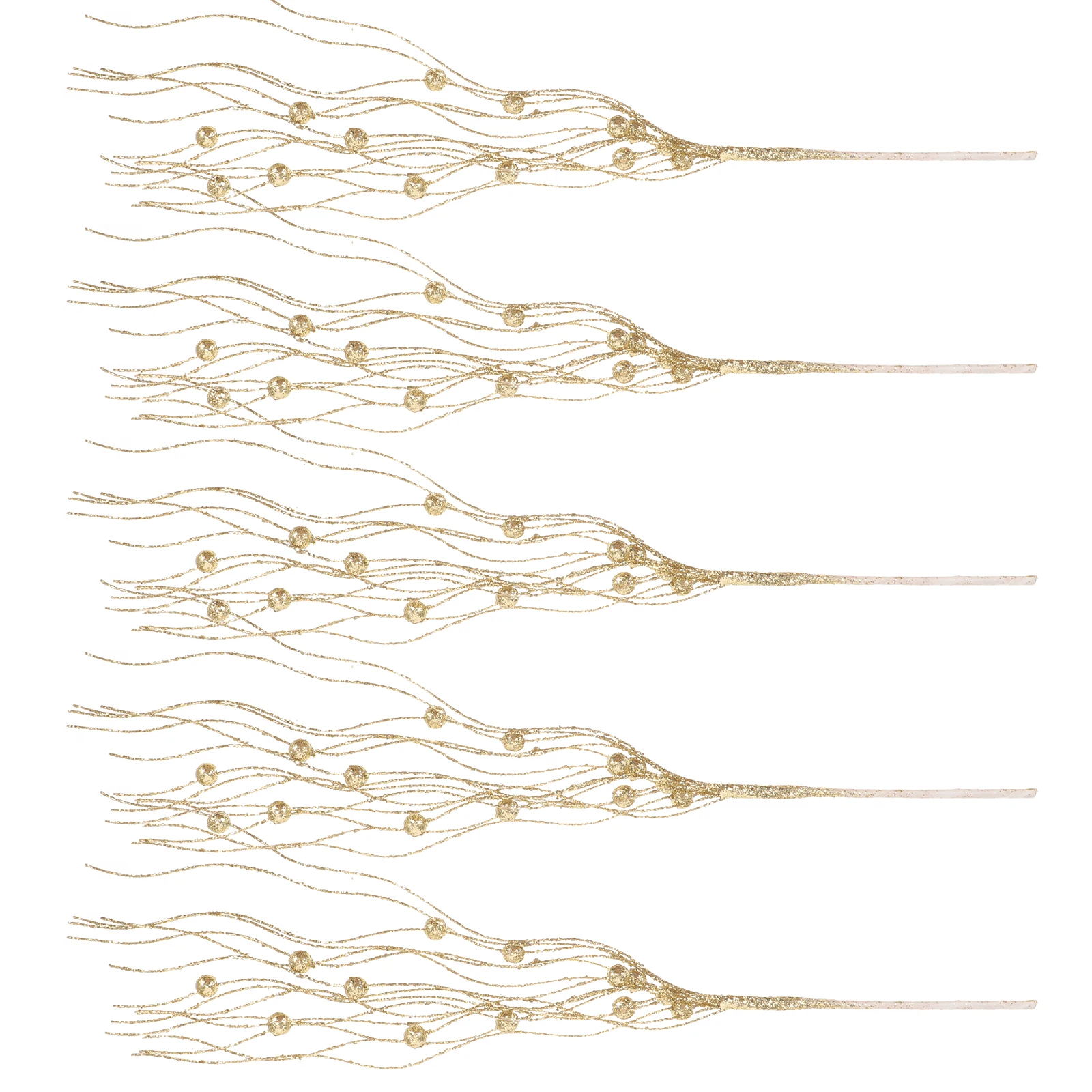 

5pcs Christmas Tree Decorations 43cm Golden Dragon Beard Branches Home Faux Plant Stems Artificial Greenery Layout Decor