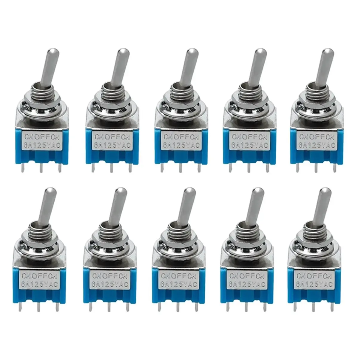 Promotion 10Pcs DIY Toggle Switch on OFF on Miniature Toggle Switch 3-Pin 3 Position 6A 125V AC Toggle Switch -103