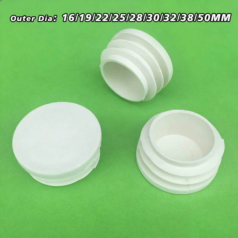 2/5/10/20pcs 16mm~50mm White Round Plastic Blanking End Caps Chair Legs Tube Pipe Inserts Plug Bung Dust Cover Furniture Parts