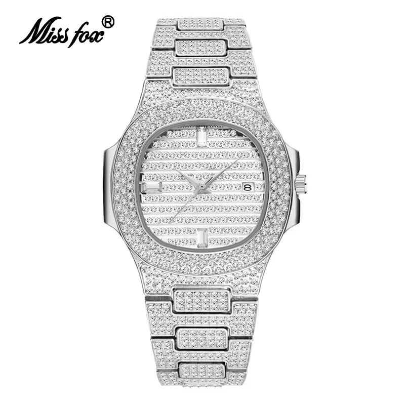 Dropshipping Diamond Watch For Men Luxury Full Iced Out Bling Ultrathin Watches Hip Hop Shiny Waterproof Clock Wholesale Custom